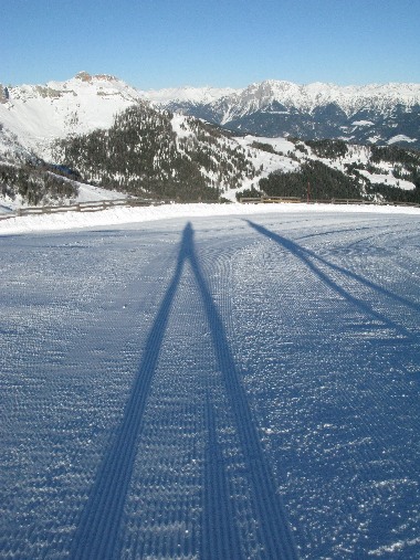 Shadows of Two Skiers