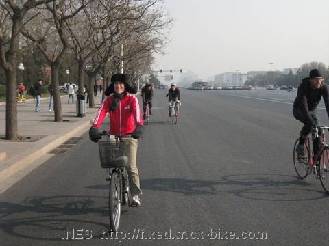Beijing Fixed Gear Bike Group on Wide Bicycle Lane
